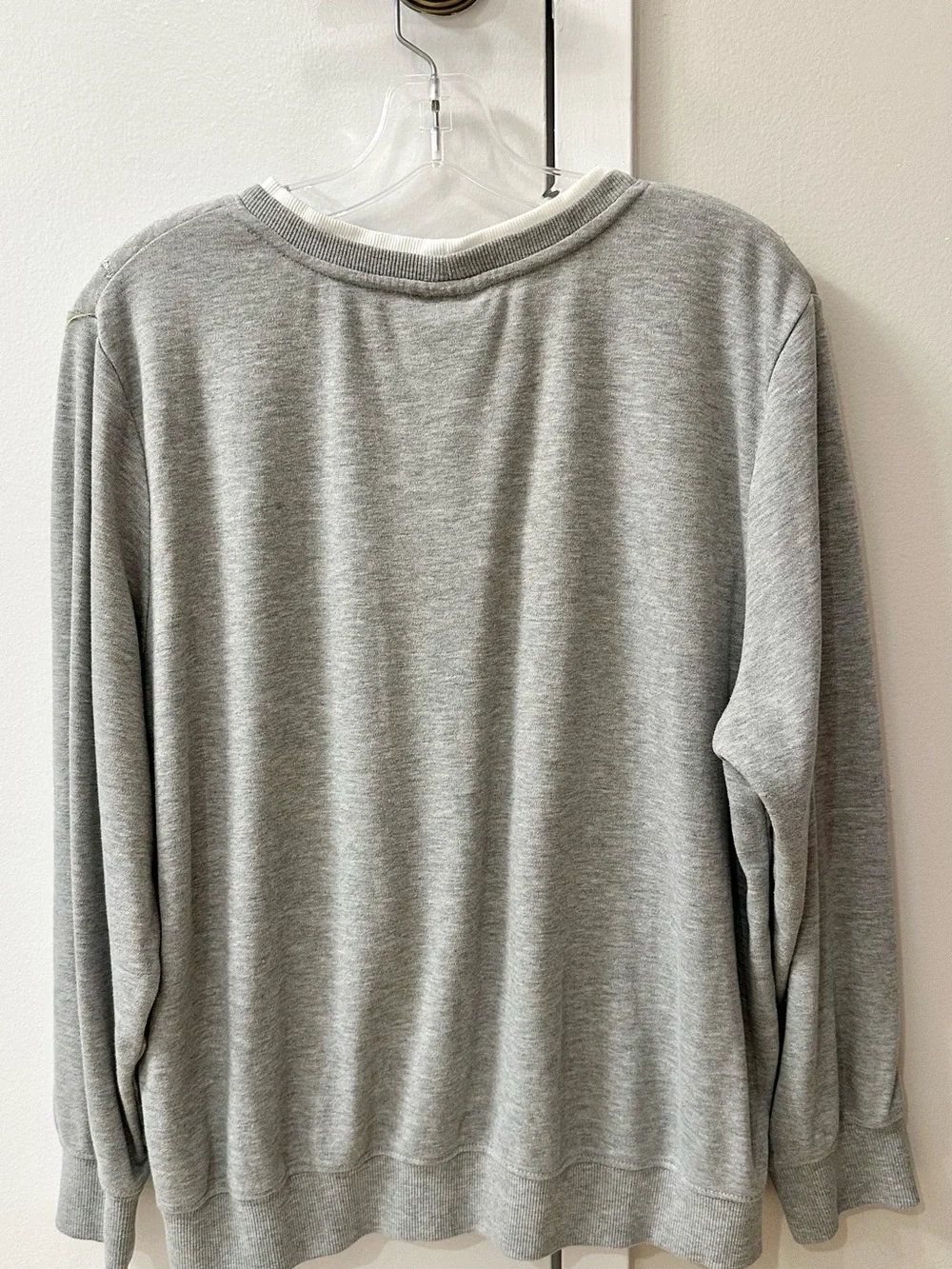 Alfred Dunner Light Gray Diamond-Quilt Embroidered Crewneck Sweater